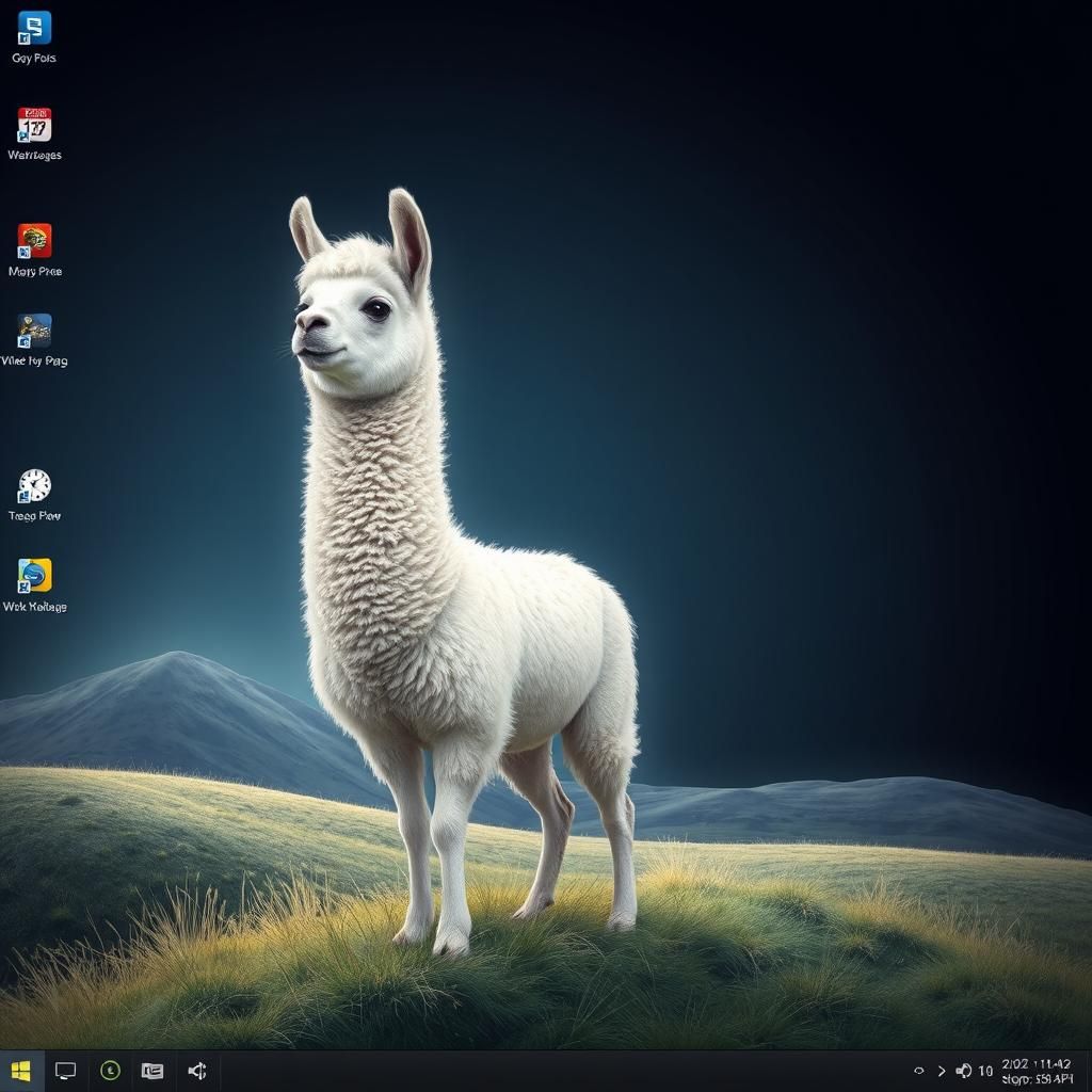 Llama with a Winamp Visualizer Background