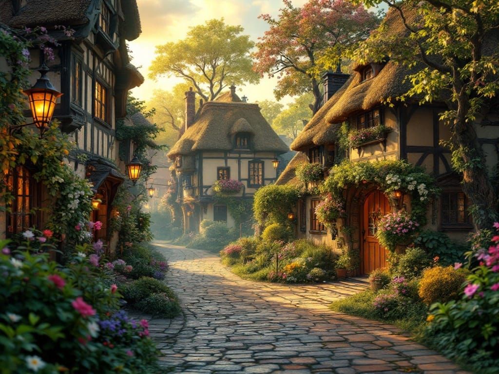 Whimsical Enchanted Village Revealed in Golden Light