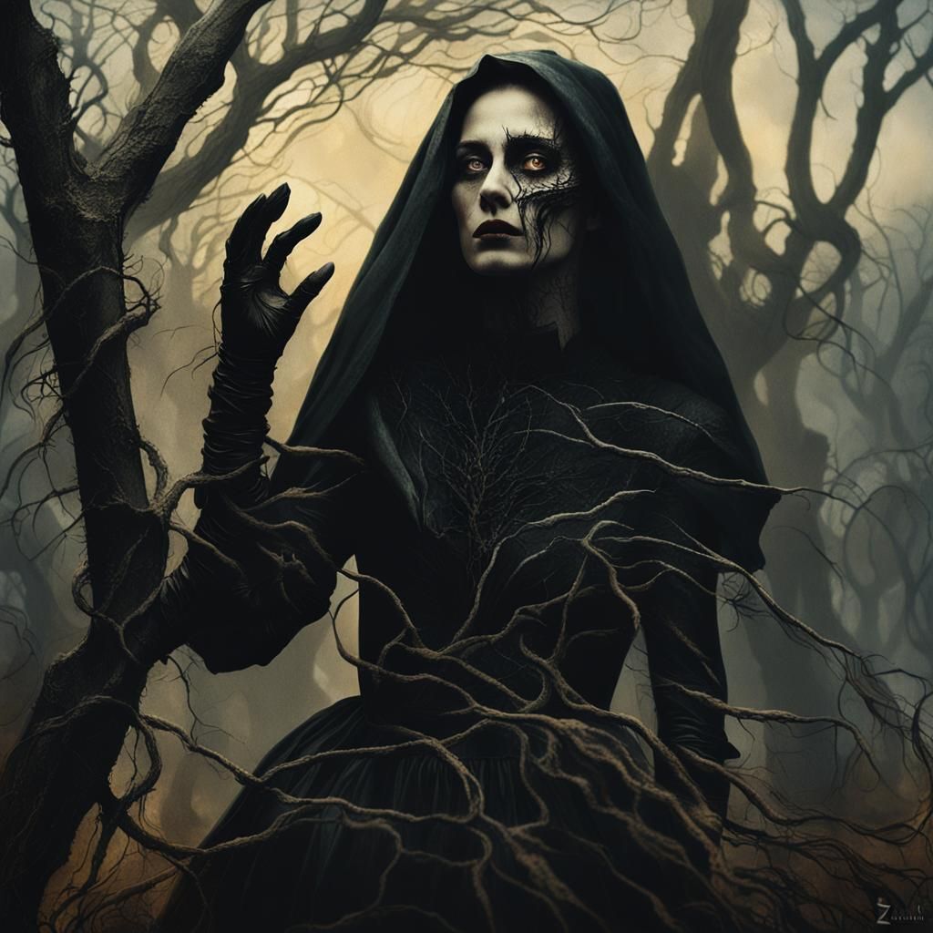 Woman Rises from Grave in Macabre Gothic Surrealism