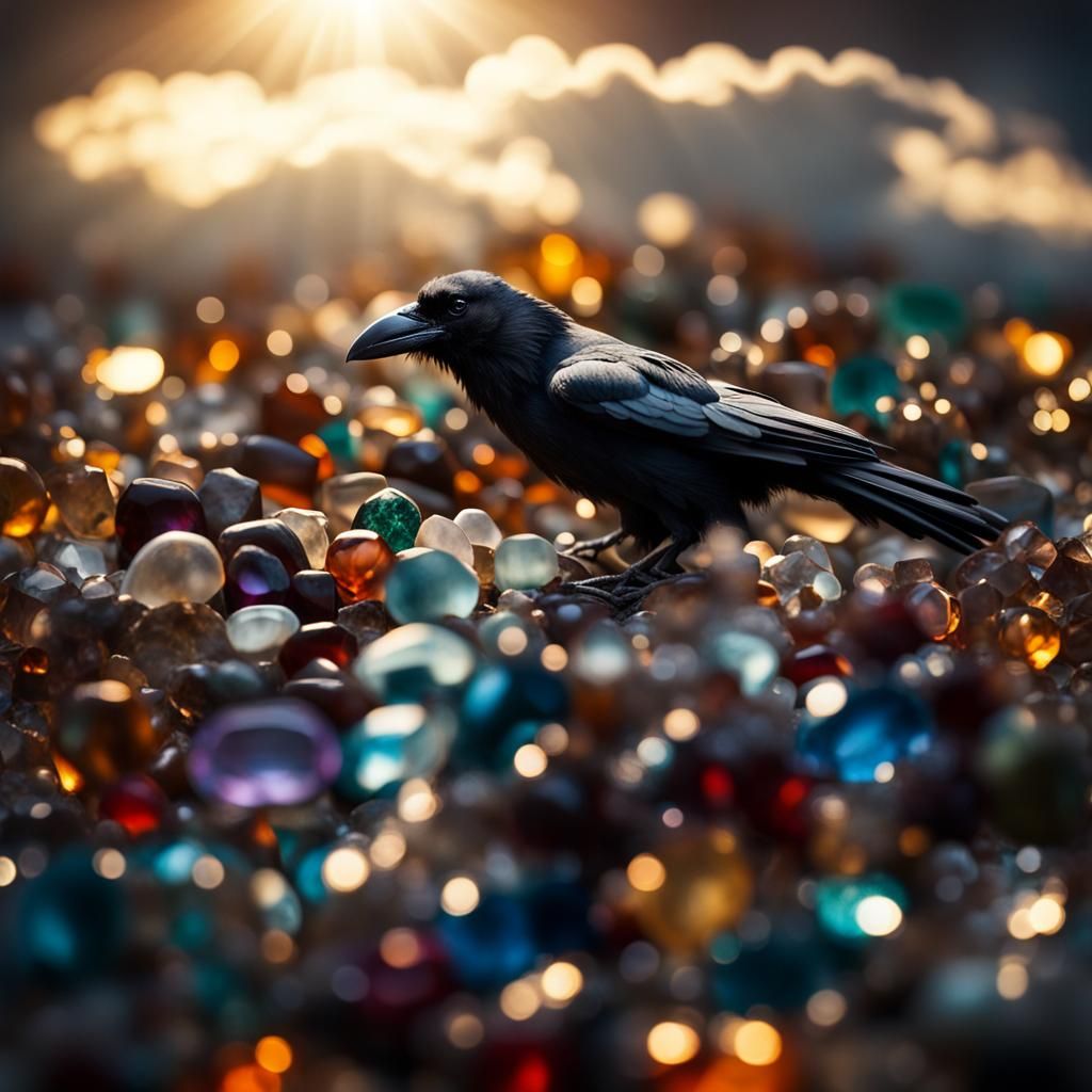 Jeweled Raven in Divine Sunlight