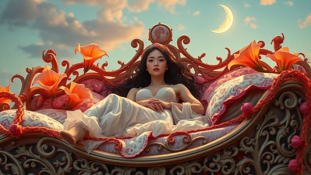 Celestial Woman on Datura Flower Bed