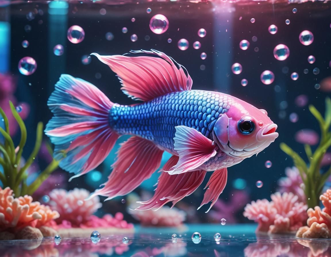 Charming Chibi Betta Fish in Bright Aquarium