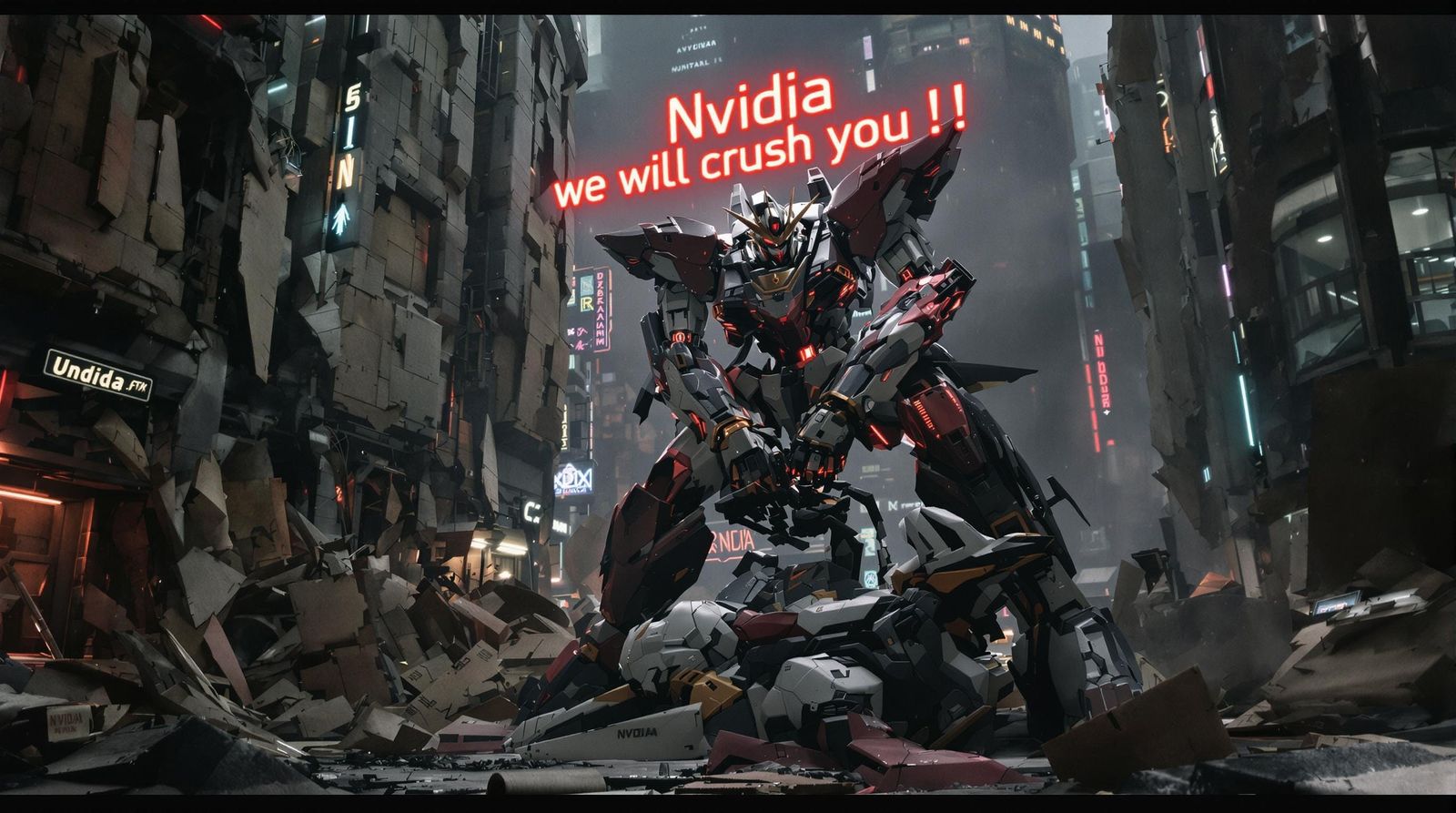 Gundam Mech Battle in Urban Decay