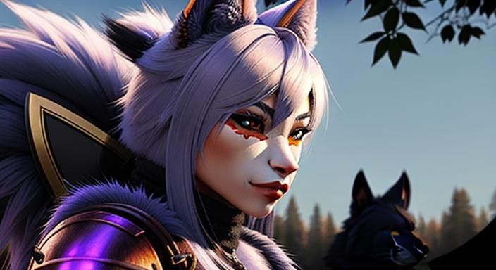 Anthro Female Furry Warrior Illustration