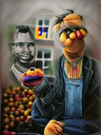 Hyperrealistic Portraits of Ernie and Bert Puppets