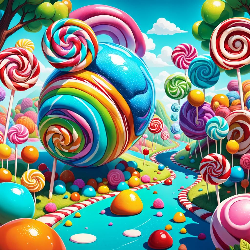 Whimsical Candyland Forest in Digital Illustration