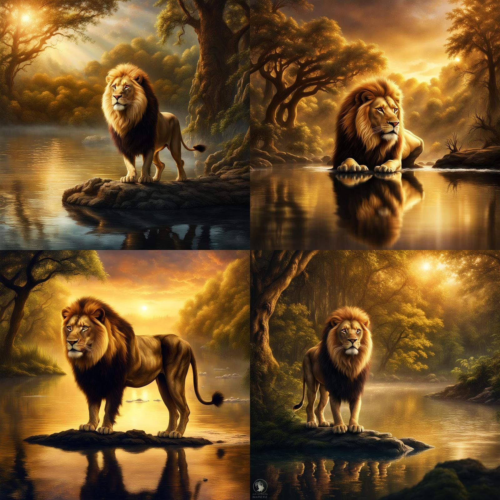 Golden Lion in Enchanted Forest Concept Art