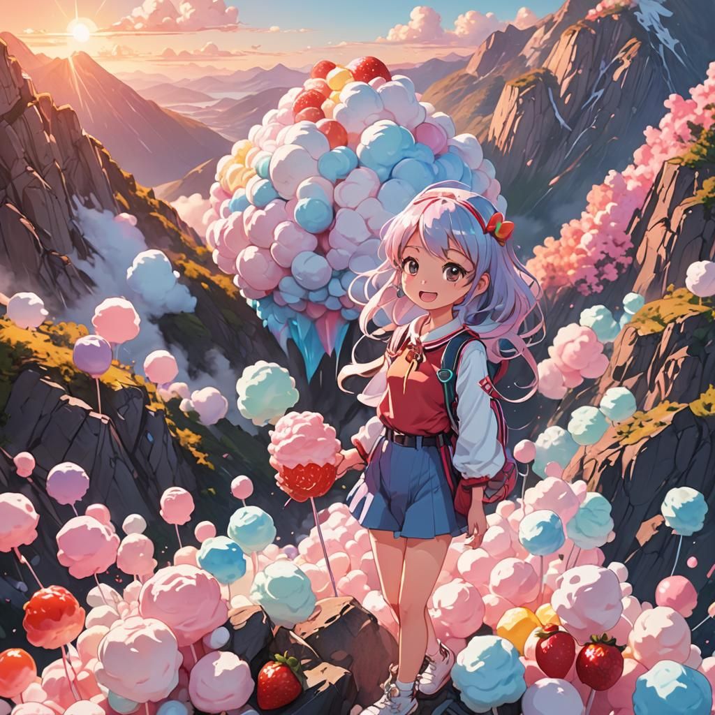 Anime Girl with Candy in Pastel Manga Style