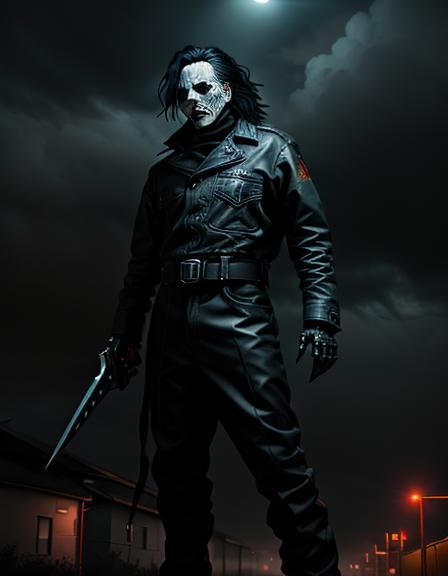 Menacing Scissorhand Hybrid in Eerie Street