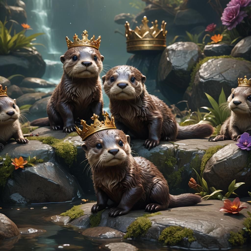 Otter Prince on a Throne: Detailed Matte Painting