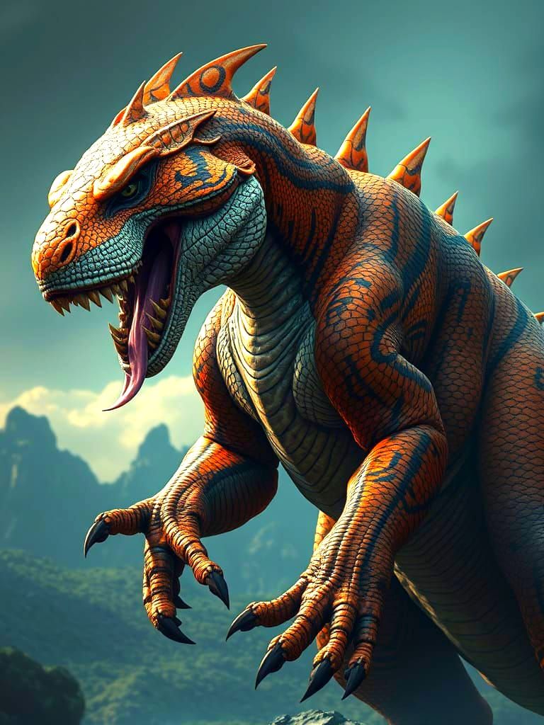 Giant Saber-Toothed Tiger T-Rex Hybrid Creature