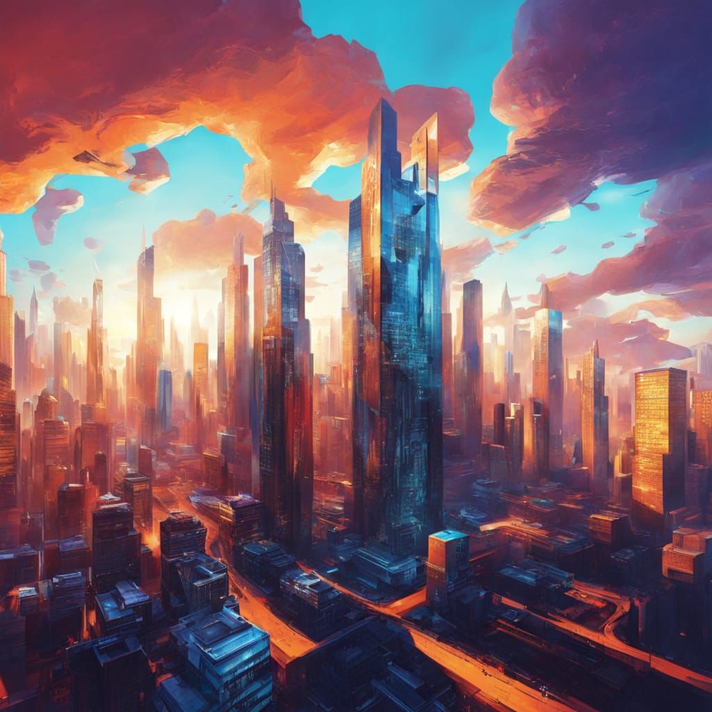 Stunning Futuristic Cityscape in Vibrant Neon Colors