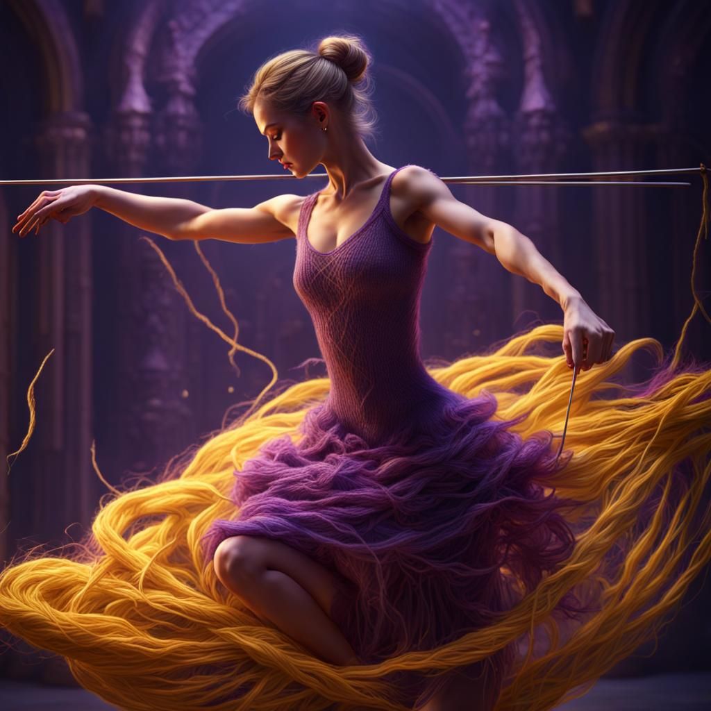 Ballerina's Dark Fantasy Dance with Yarn