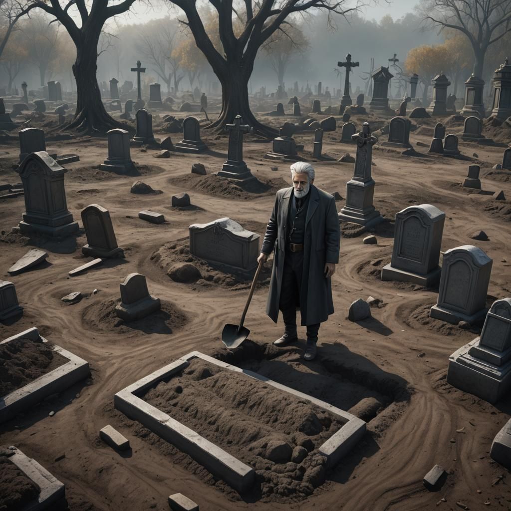 Grief: Preacher at Wife's Grave, Detailed Matte Painting