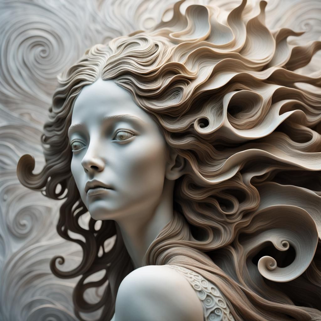 Serene Woman: Surrealist Bronze Sculpture in Chiaroscuro