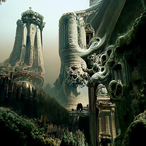 Alien cathedral volumetric lighting 8k resolution concept art, Art Deco, rococo baroque, Unreal Engine trending on Artst...