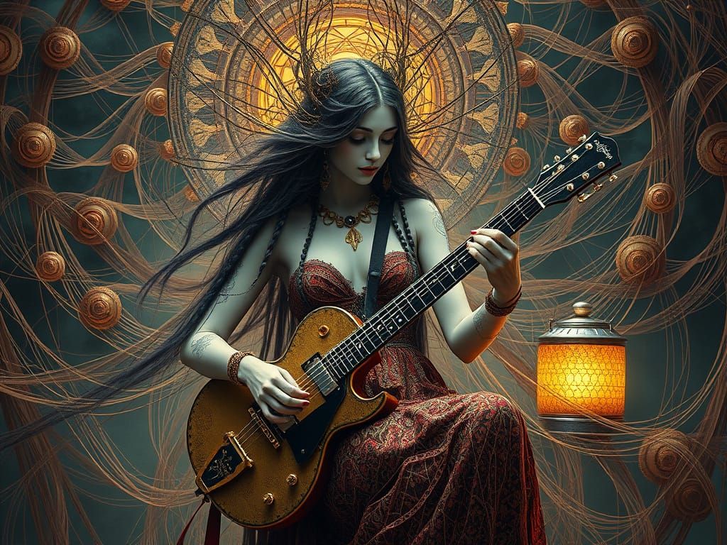 Guitar soul fire thread mill kettle symmetrical Gustav Klimt...