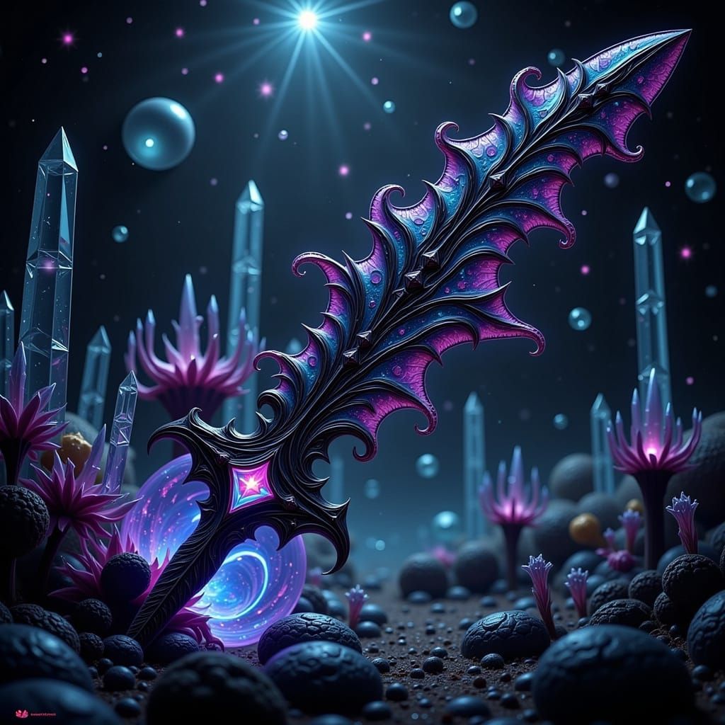 Dark, Mysterious Black Elemental Void Sword with Iridescent ...