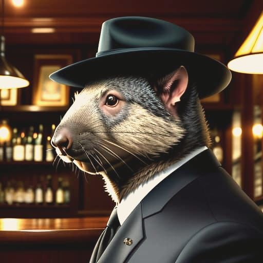 Surreal Urban Wombat in Sophisticated Style