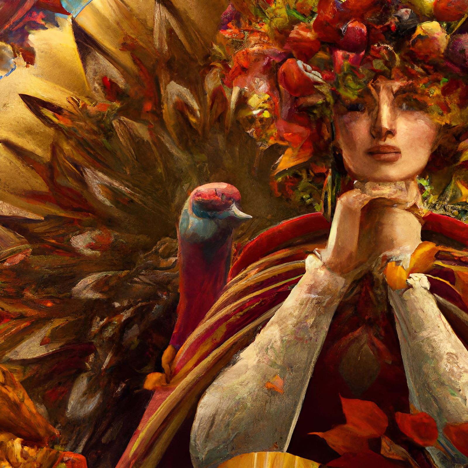 Thanksgiving Goddess in Art Nouveau Style