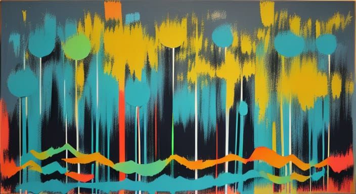 Colorful Striped Abstract Expressionist Colorfield Painting