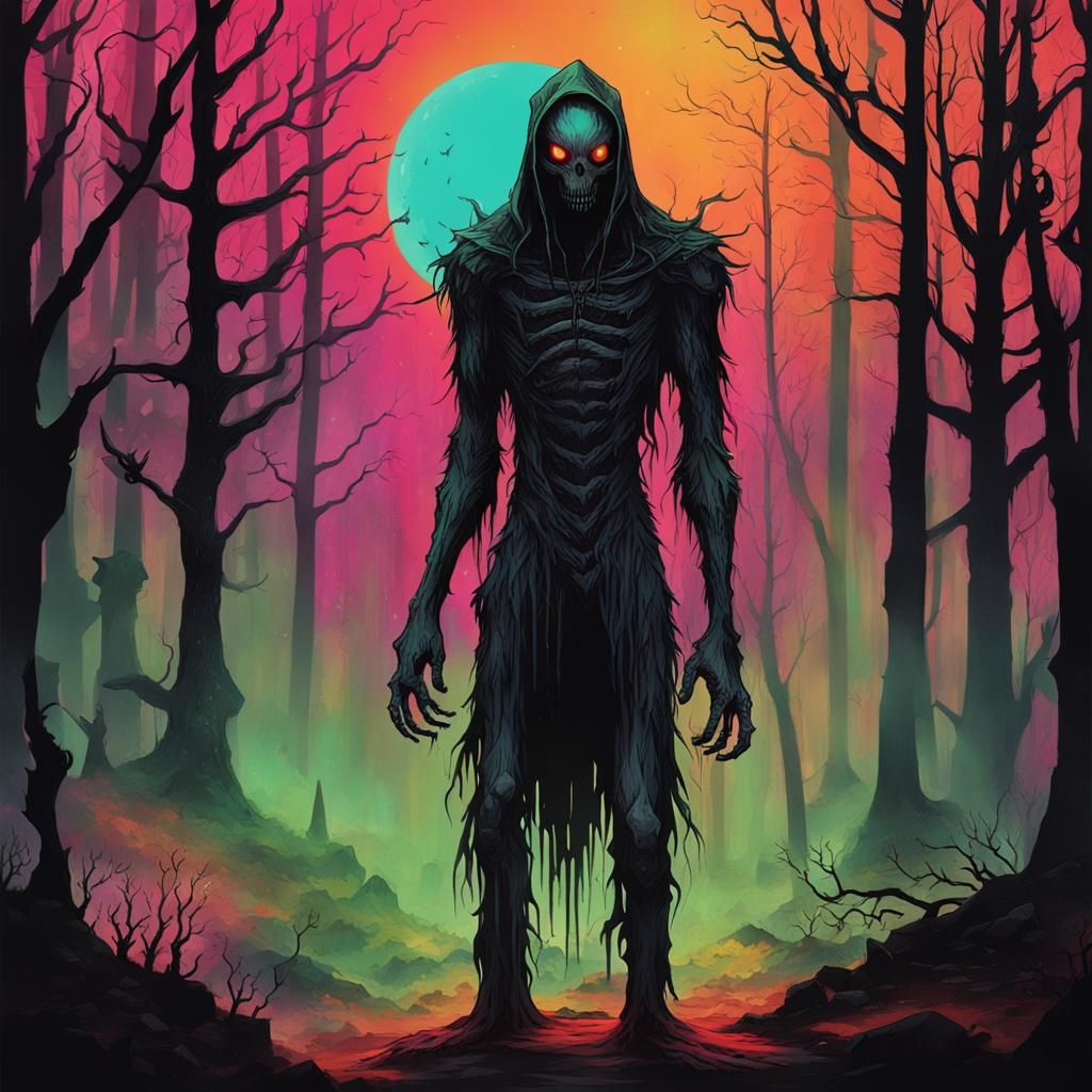 Dreamcore Horror: Tall Dark Entity in Color