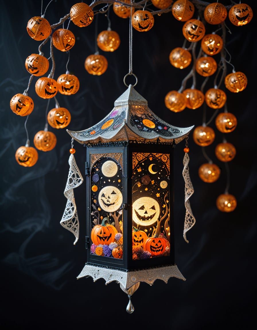 Klimt Style Crochet Halloween Lantern