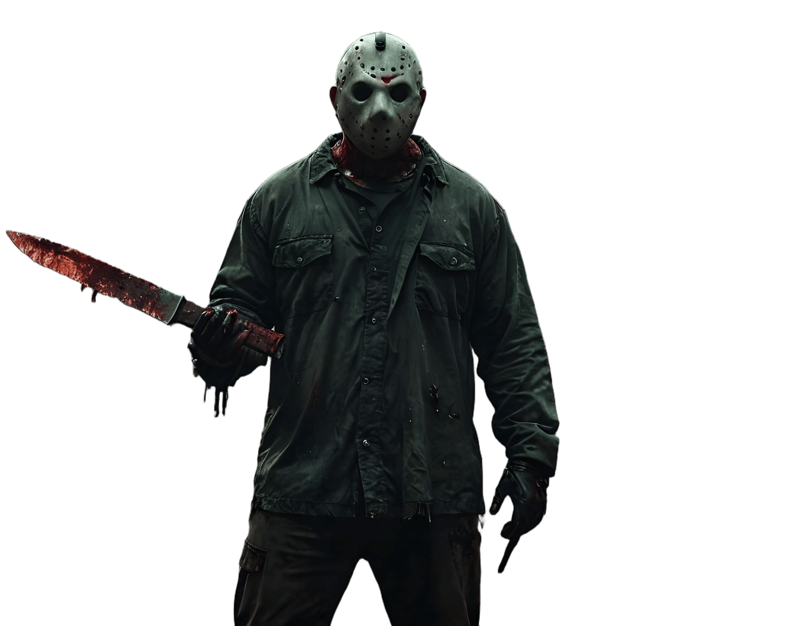 Menacing Jason Voorhees Figure in a Horror Scene