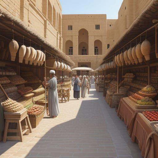 Sumerian Marketplace in Ur: Ancient City Scene