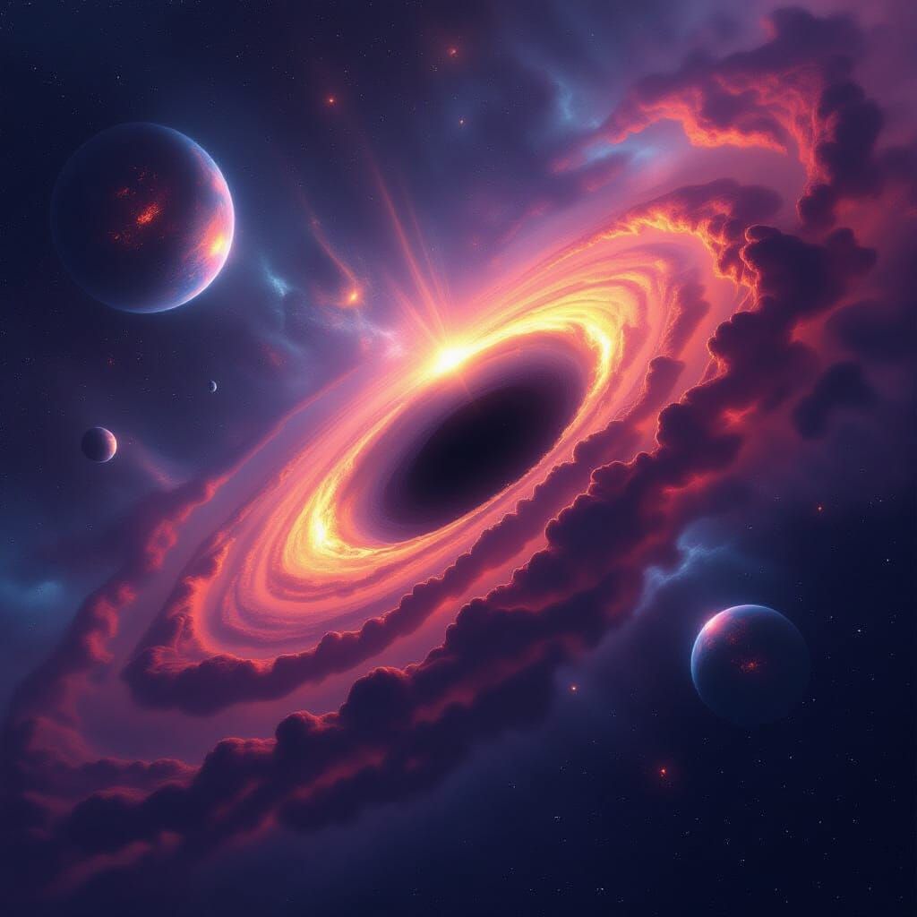 Cosmic Black Hole Nebula in Digital Matte Painting Style