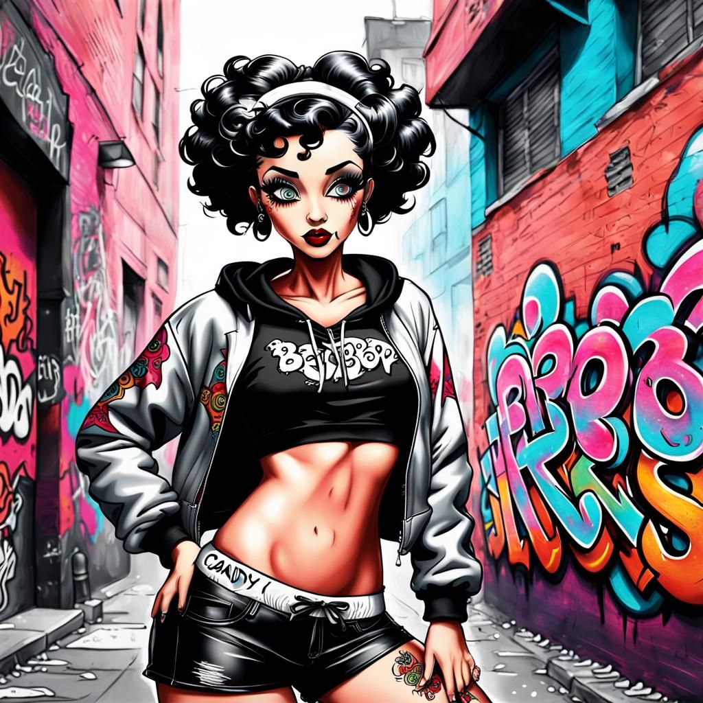 Hip Hop Betty Boop Cartoon in Candy Art Style
