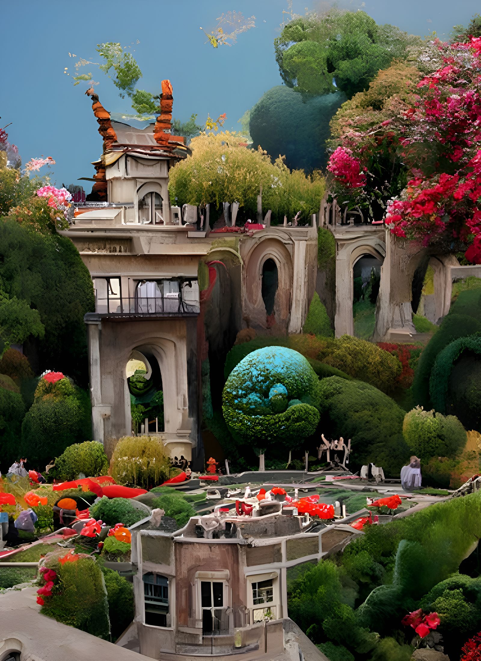 Formal Garden with Follies: Digital Illustration