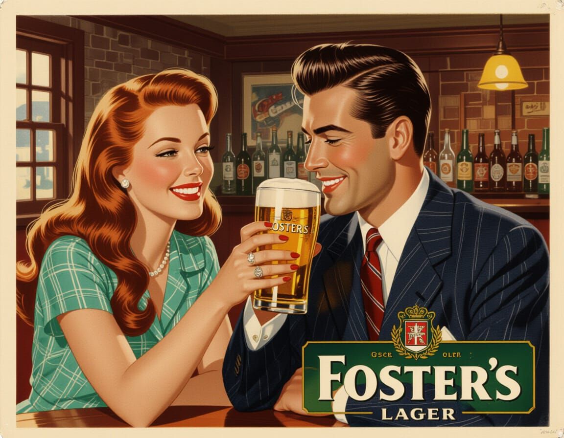 Vintage 1950s Foster's Lager Beer Advertisement