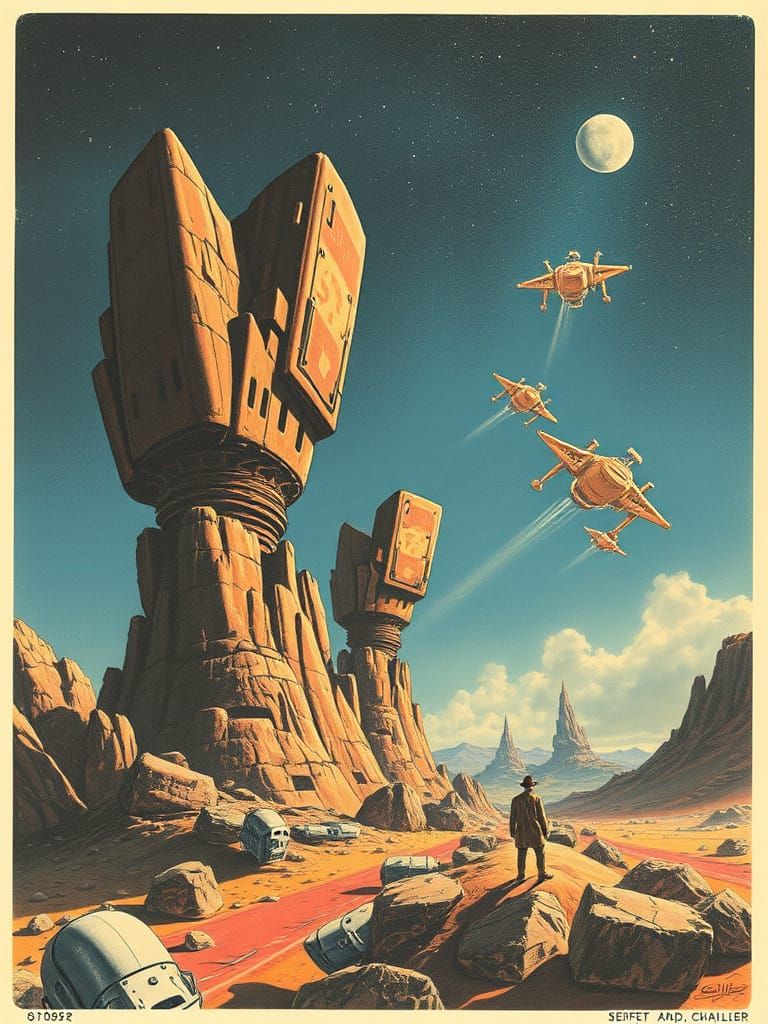 Galactic Odyssey in Retro-Futuristic Hues