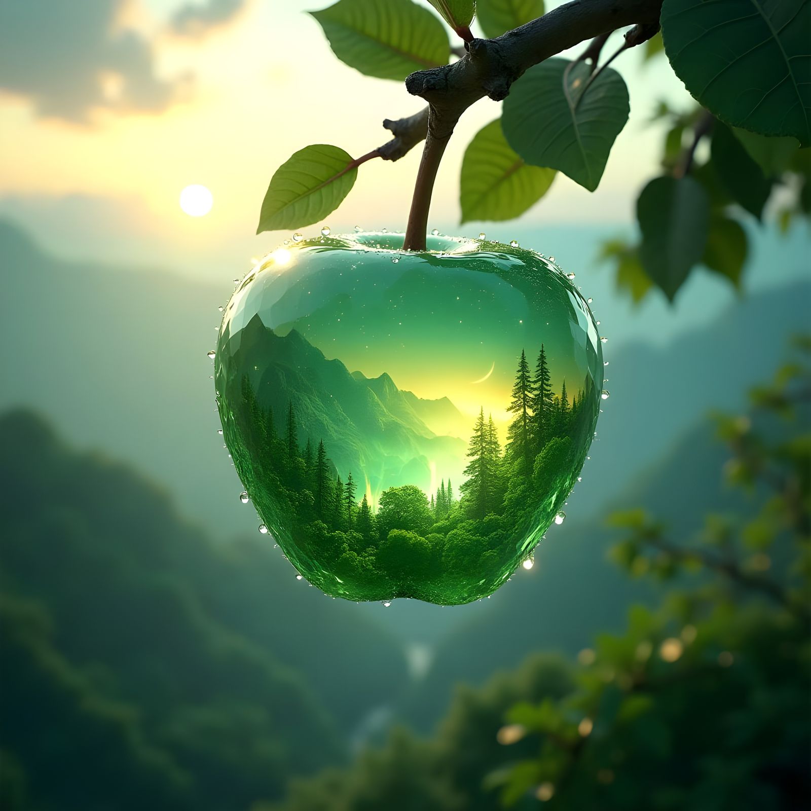 Ethereal Opal Apple Shines in Morning Light