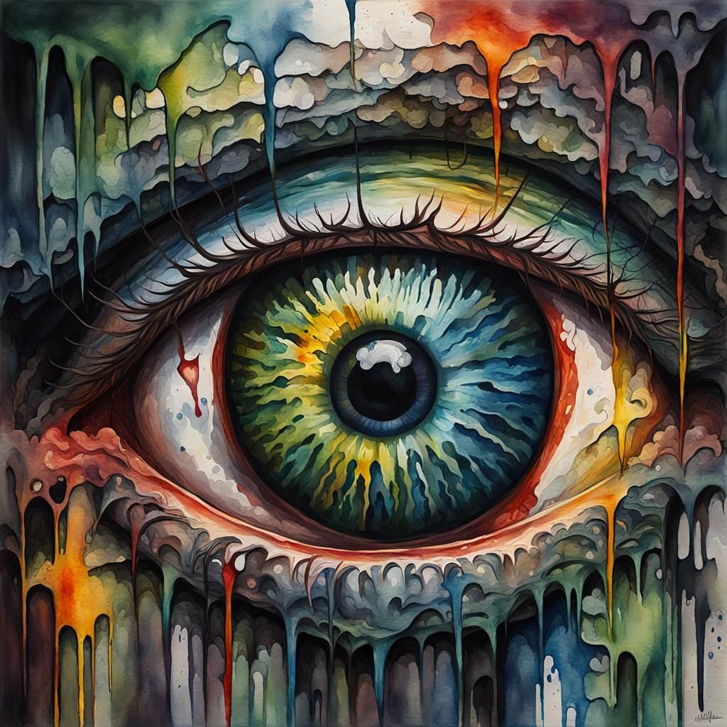 Grotesque Robotic Eyeball in Gothic Impressionist Style