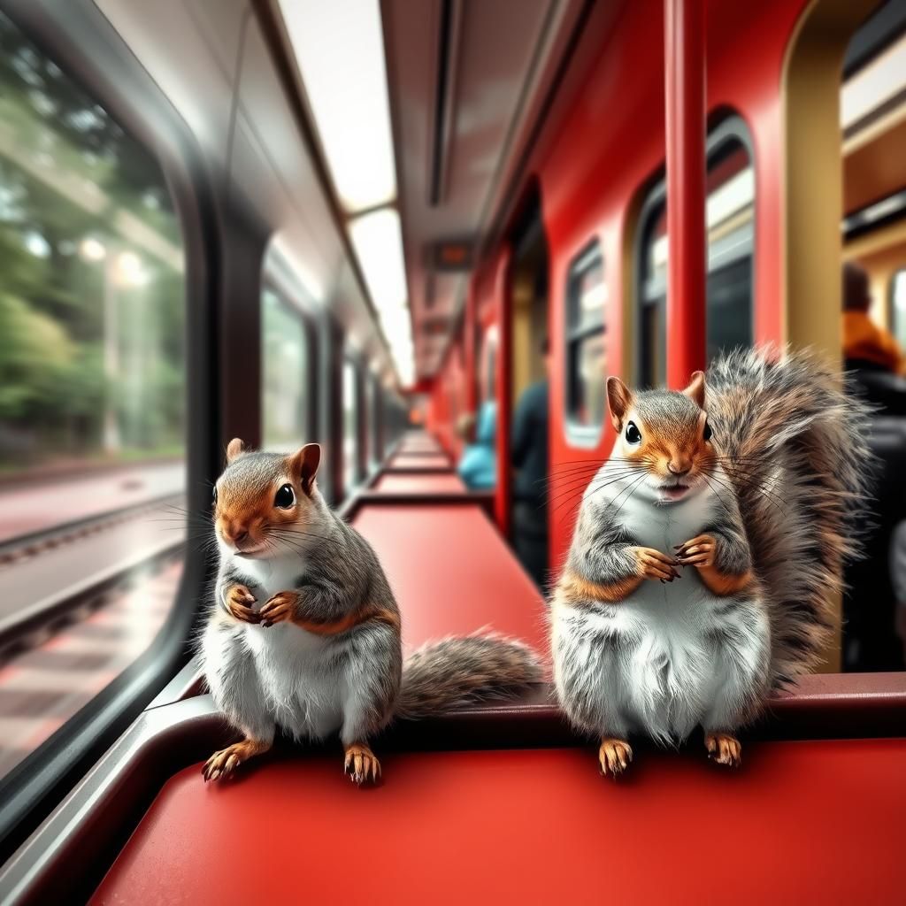 Squirrels riding the train at Redhill