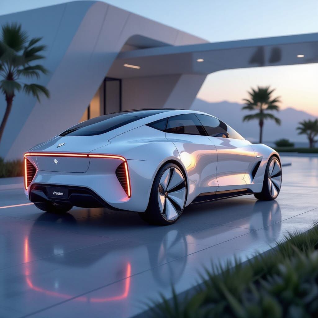 Futuristic AirVan: Sleek Aerodynamic Electric Vehicle