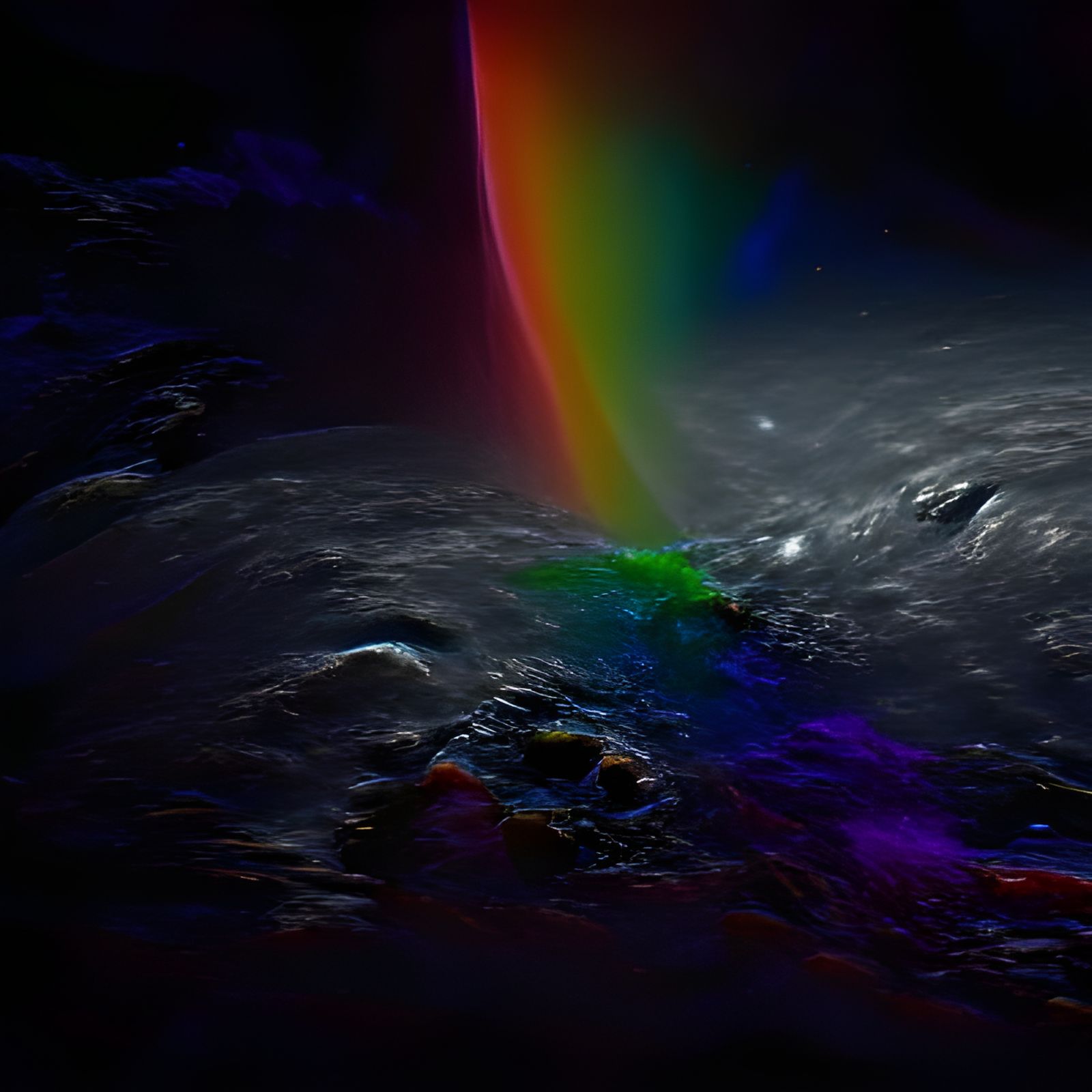 Dramatic Rainbow Against Dark Sky in 8K