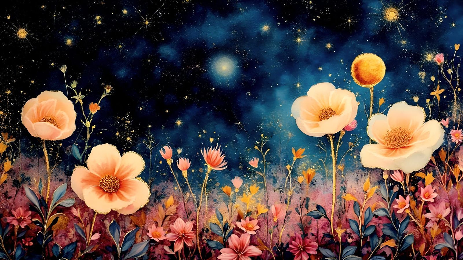 Surreal Alien Flora in Pointillist Watercolor Style