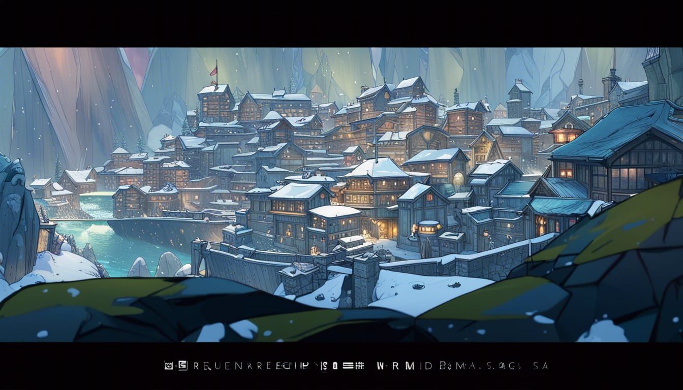 Snowy Walled City Refuge: Digital Art Concept