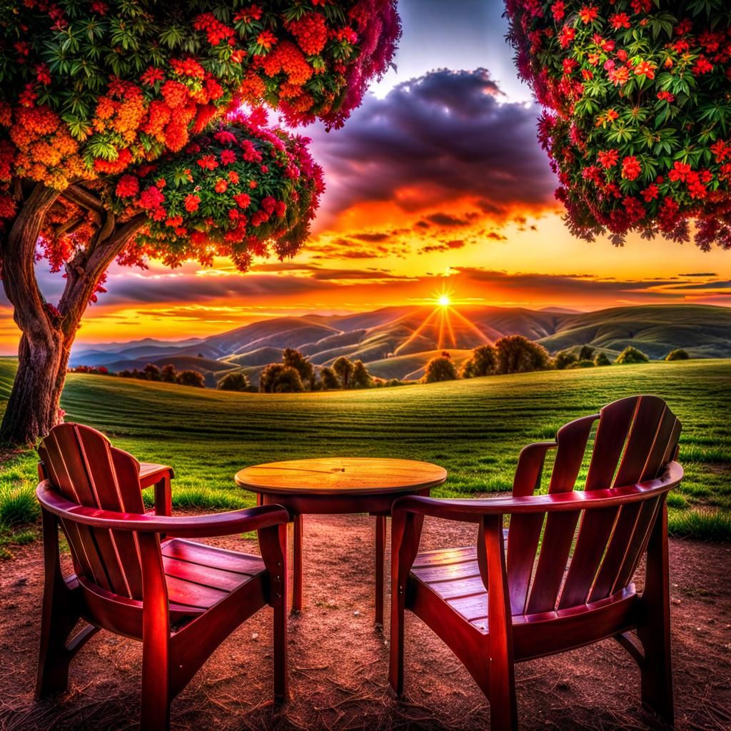 Fairytale Landscape with Empty Chairs in 8K