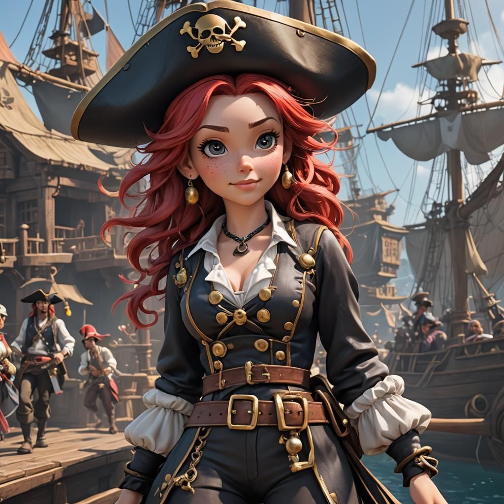 Minnie Mouse as Pirate in Anime Style