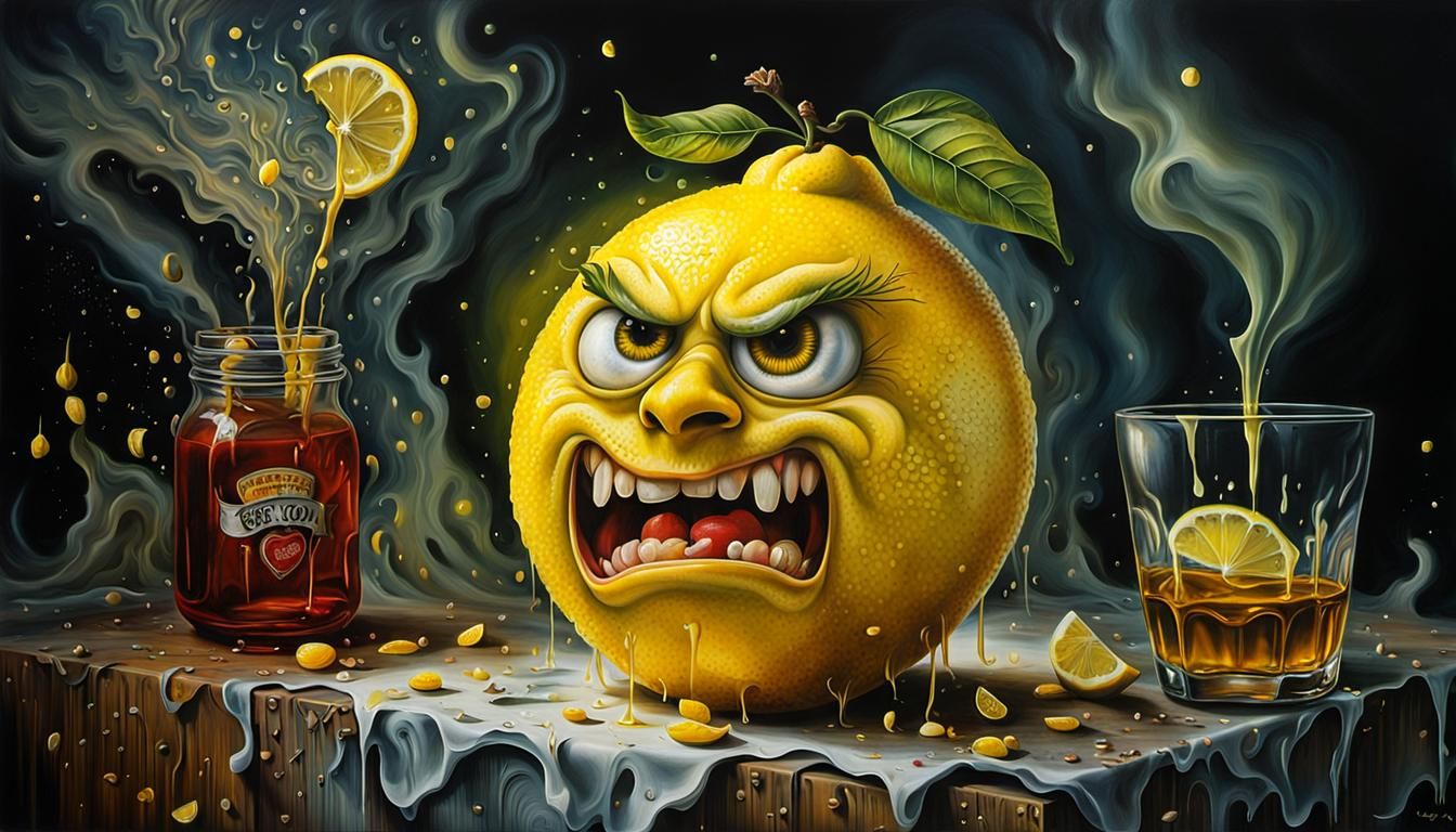 Hyperdetailed Angry Lemon with Airbrush Effect