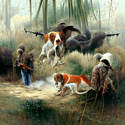 AI Generated Image of Hunting Dogs