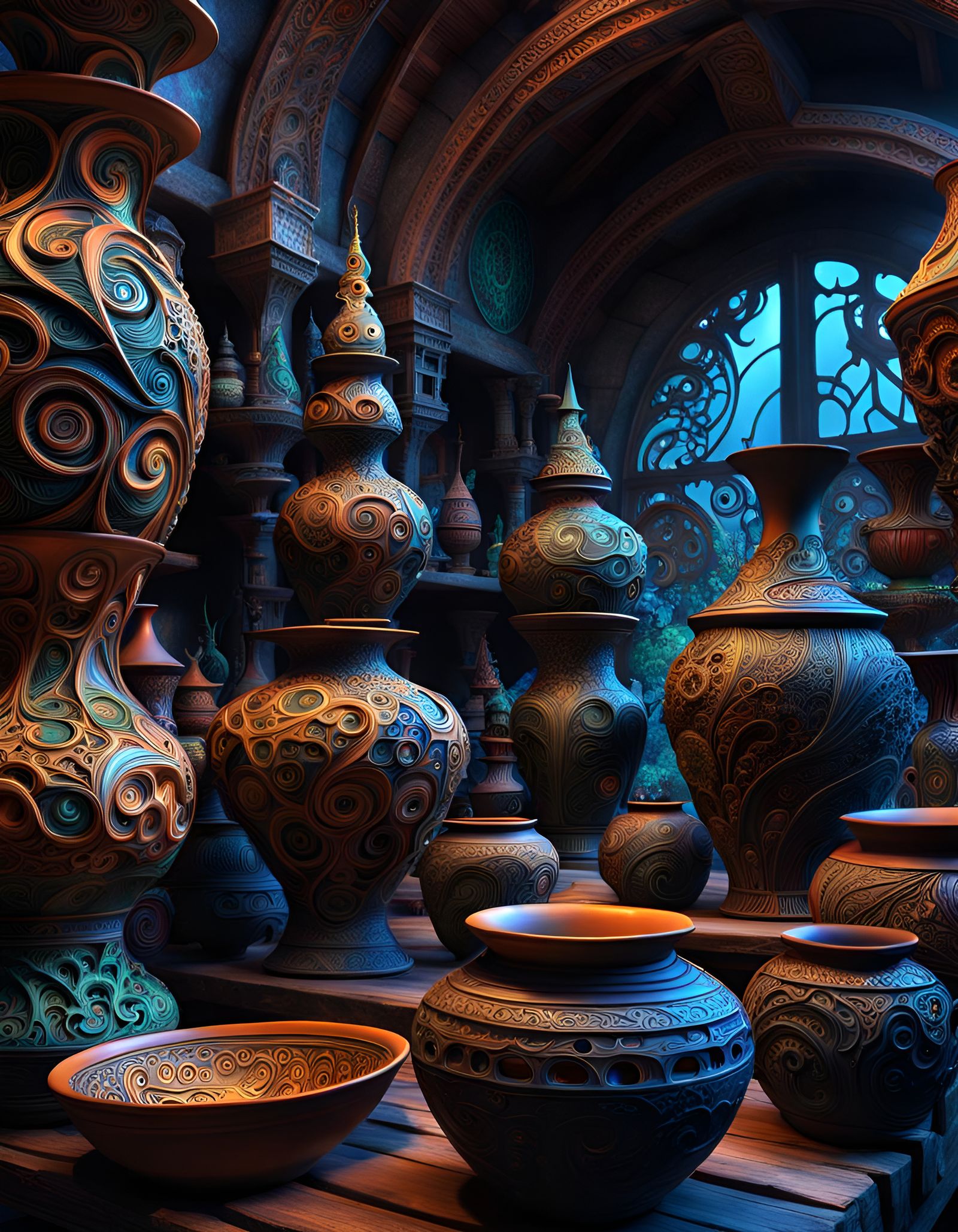 Bizarre Fantasy Pottery with Hidden Faces