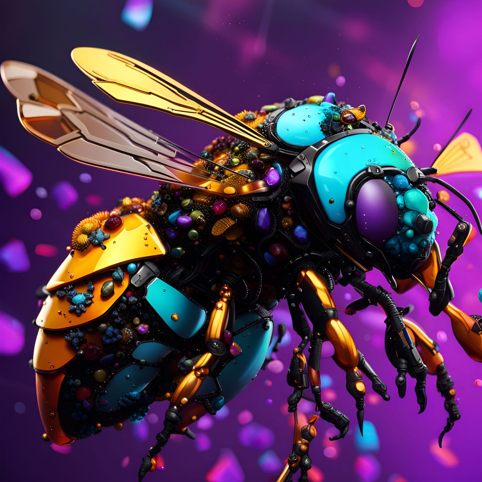 Cyberpunk Hornet Made of Precious Stones