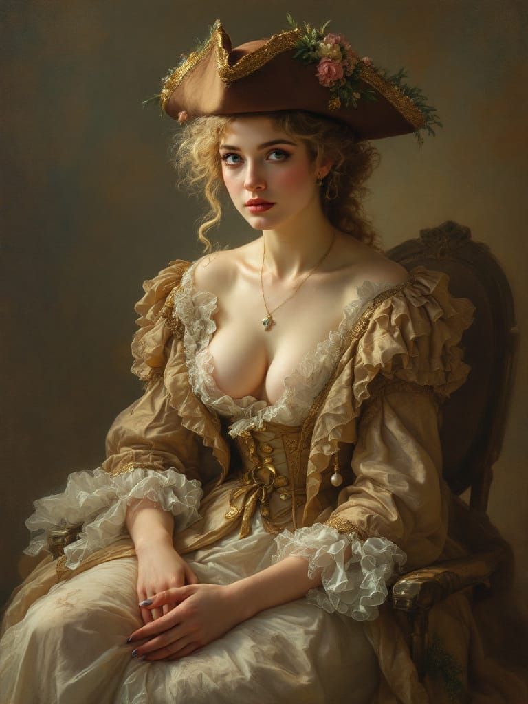 Rococo Pirate Portrait with Ethereal Luminosity