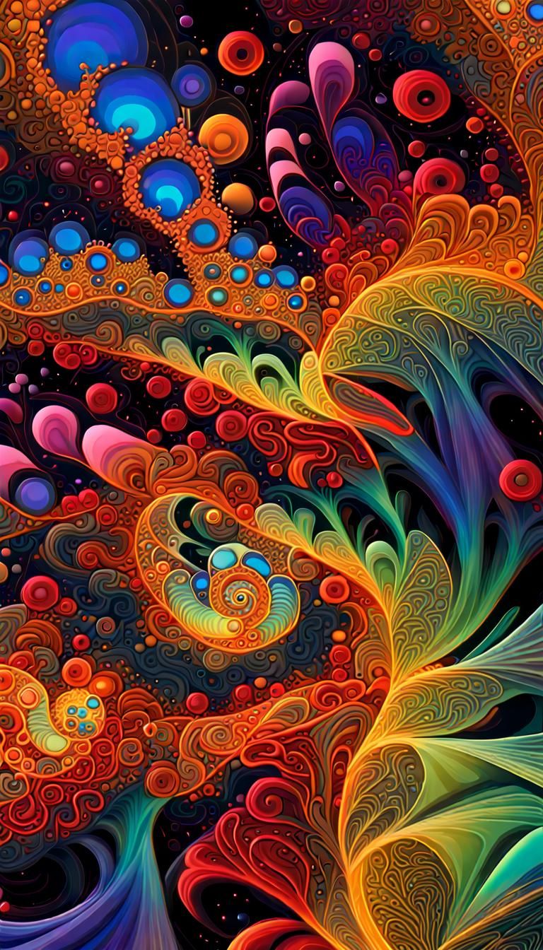 High-Definition Fractal Art in Neon Colors