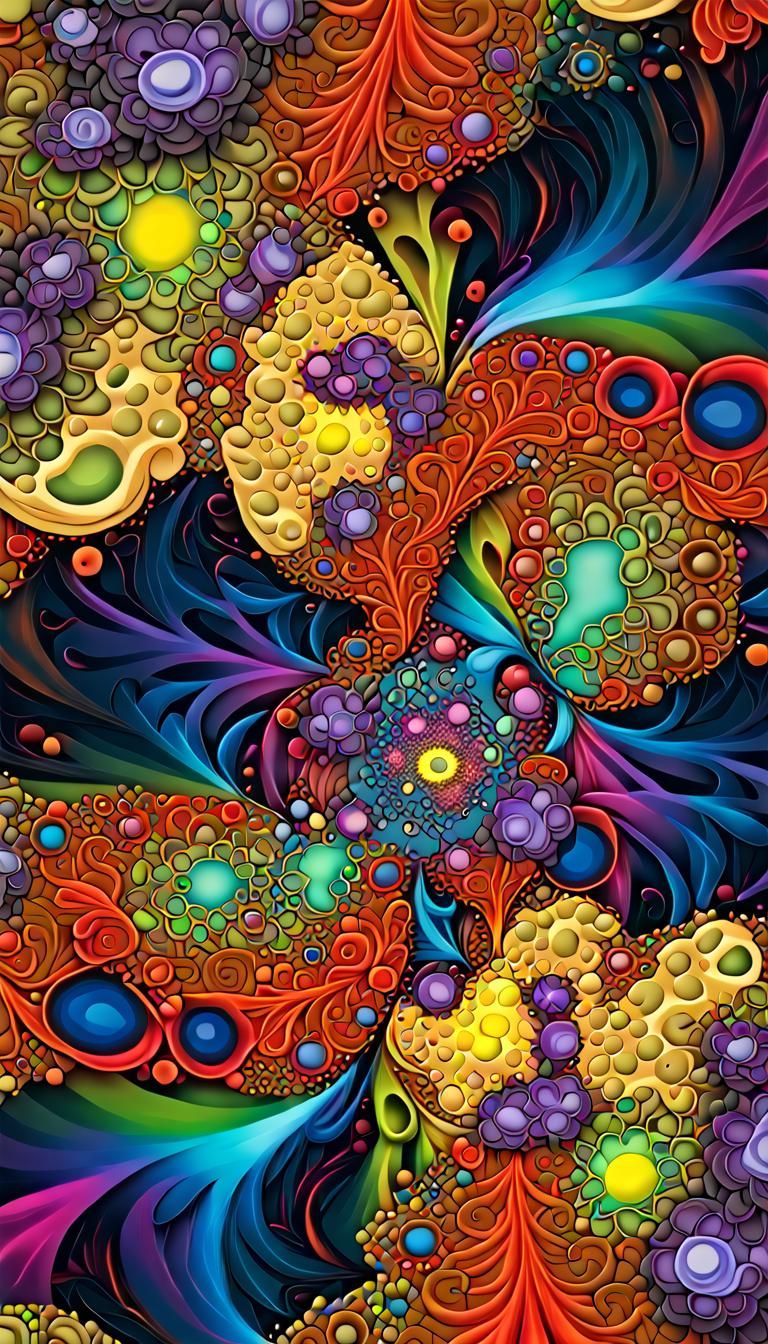 Neon Fractal Art in Maximalist Digital Style
